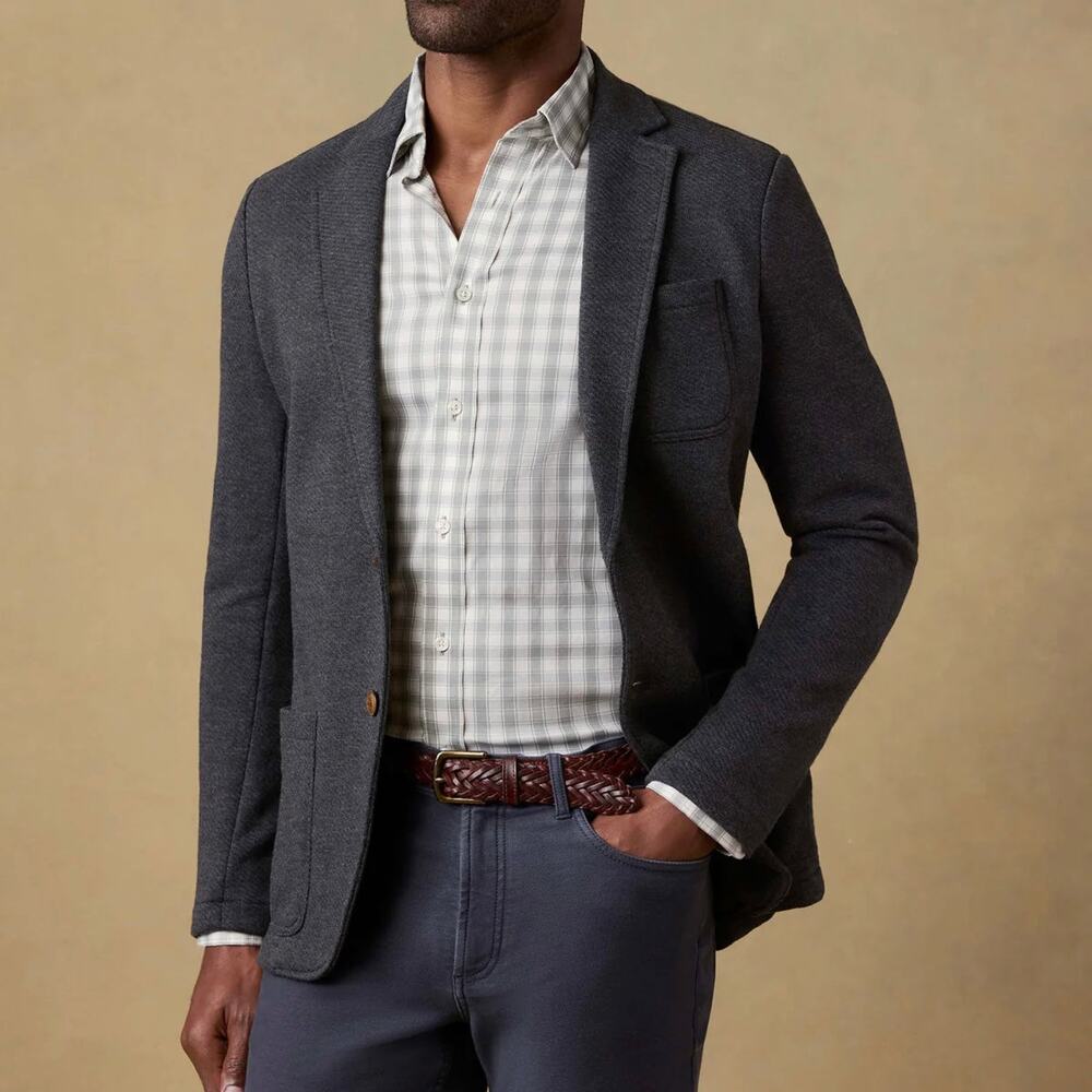 Faherty Inlet Knit Black Sky Melange Blazer S NEW Unstructured Sport Coat Jacket
